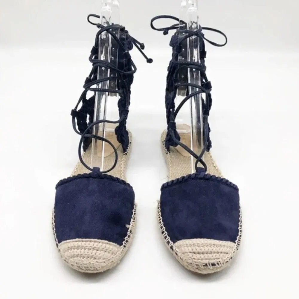 SCHUTZ Kobi Blue Suede Espadrille Flats